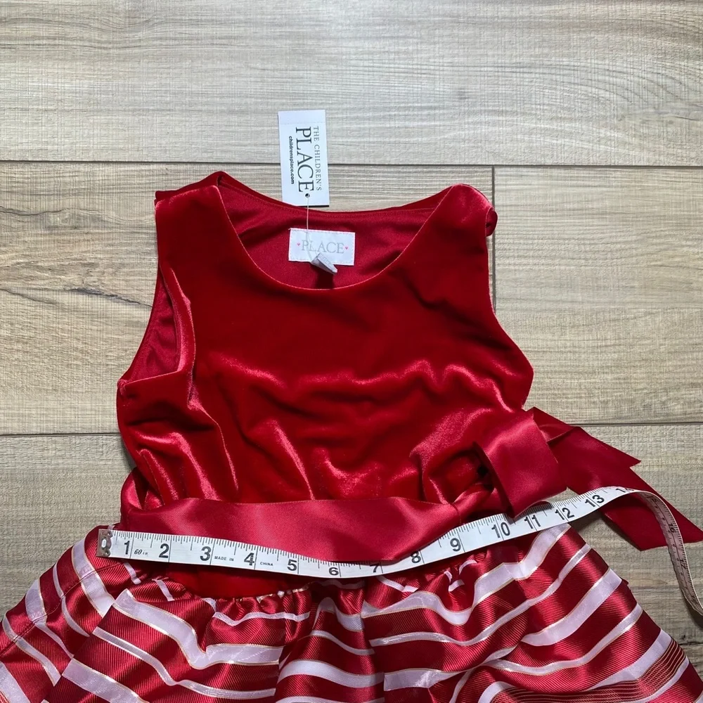 The Childrens Place Girls‎ Sleeveless Striped Holiday Dress Size Small 5/6 Red